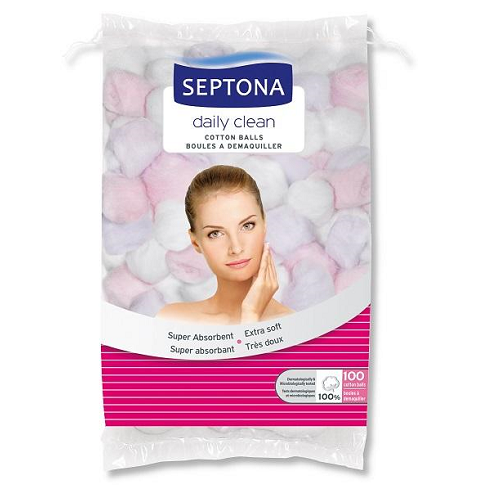 SEPTONA COLORED COTTON BALLS in a printed plastic bag with strings  #100 8340/0010
