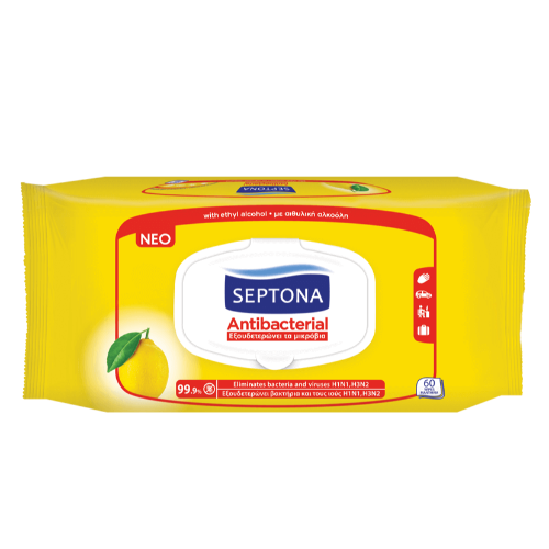 SEPTONA Antibacterial Wipes LEMON with lid #60