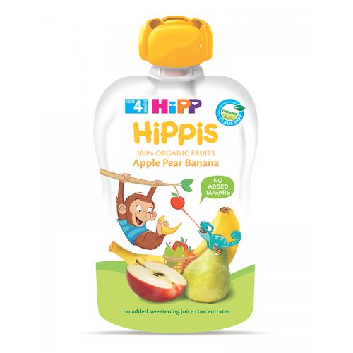 Hippie - pouch apple. pear. banana /4 months+/ 90g 8520-01/8520-02