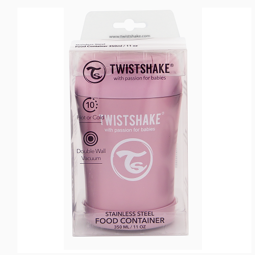 Twistshake Insulated Food Container 350ml Pastel Pink