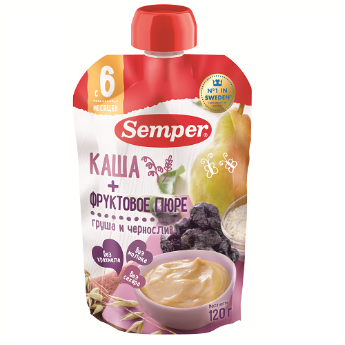 Semper - Khilfafa pouch pear and black plum /6 months+/ 120g 1347