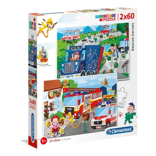 CLEMENTONI PUZZLE-SUPERCOLOR COLLECTION RESCUE HEROES 2X60 PIECES