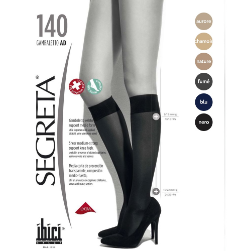 SEGRETA-STOCKINGS COMPRESS  AUTOREGGENTE 140; THICK PLUS 18/22 MMHG. 24/29 MEDIUM COMPRESSION NATURAL SIZE-4 3541