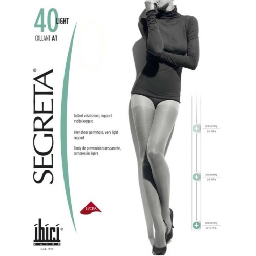 SEGRETA-PANTYHOSE  COMPRESS PRESTIGE LIGHT 40; THIN 6/9 MMHG. 8/12 LOW COMPRESSION BEIGE SIZE-4 0913