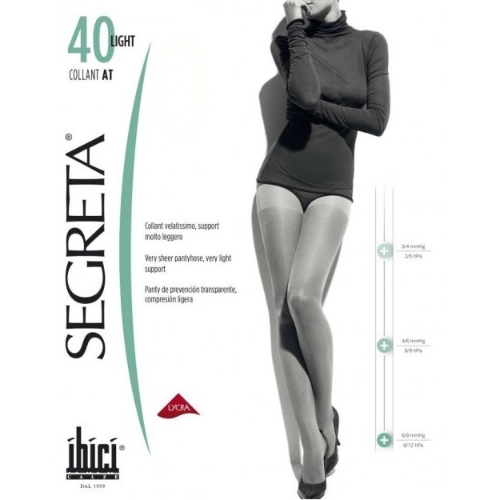 SEGRETA-PANTYHOSE  COMPRESS PRESTIGE LIGHT 40; THIN 6/9 MMHG. 8/12 LOW COMPRESSION BEIGE SIZE-3 0883