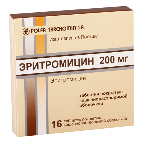 Erythromycin tab 200mg #16