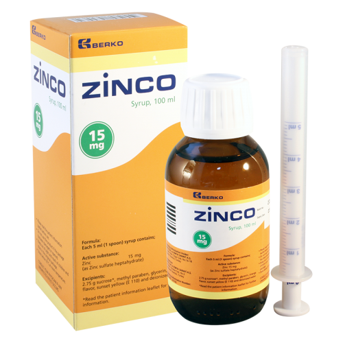 Zinco syrup 15mg/5ml 100ml in vial