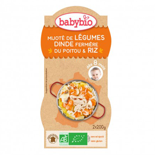 Babybio Dinner - Turkey Ragout with Pumpkin and Mushroom. 8 m. 200 g x 2