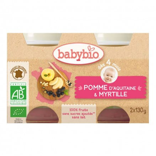 Babybio Confiture - Blueberries and Apple. 4 m. 130 g x 2