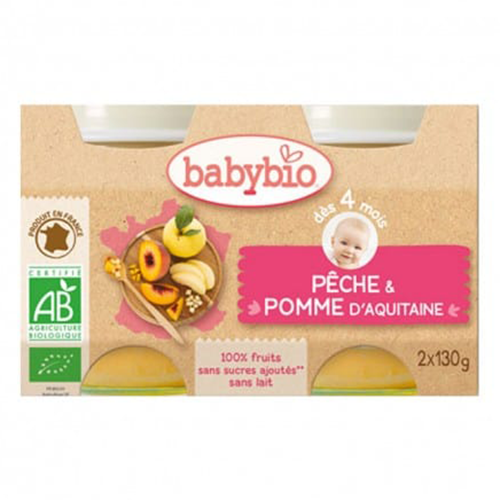 Babybio Confiture -Peach and Apple. 4 m. 130 g x 2