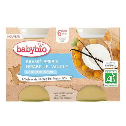 Babybio - French Yoghurt - Brass Ewe’s milk Mirabelle Vanilla. 6 m. 2x130g