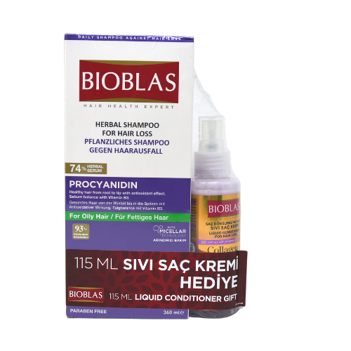 Bioblas - promo packaging shampoo for hair loss. Oily hair 360 ml + conditioner liquid 115 ml 0470