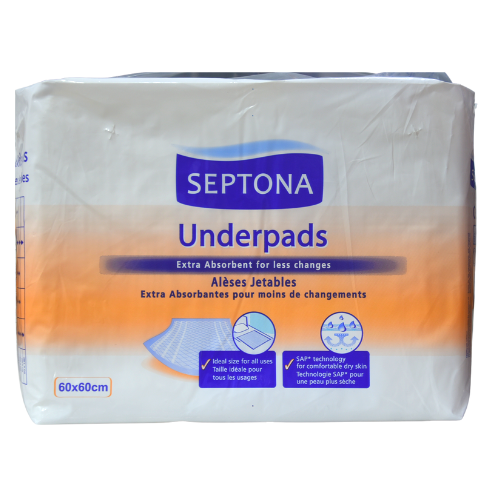SEPTONA  INCONTINENCE UNDERPADS  MEDICARE 60x60 in a bag with SAP #15 0029