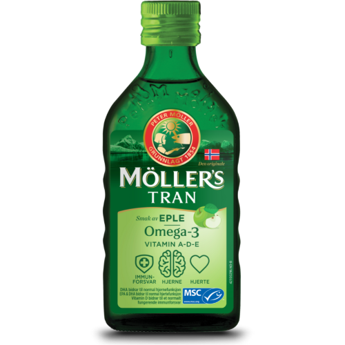 Mollers cod liver oil with apple flavour. 250 ml
