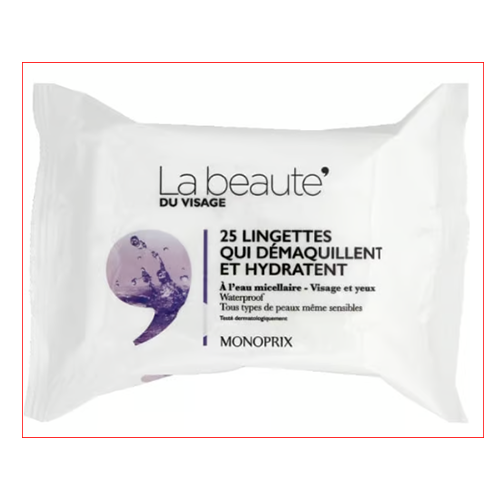 Monoprix La beautyMakeup remover and moisturizer wipes x25.