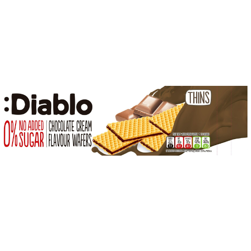 Diavlo Wafers with Chocolate flavor 0% sugars added 160 g X26