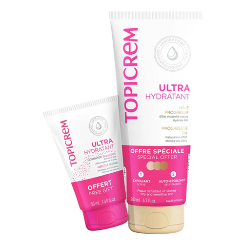 Topicrem - face/body milk self-tanning 200ml + face/body scrub ultra soft 50ml 5157