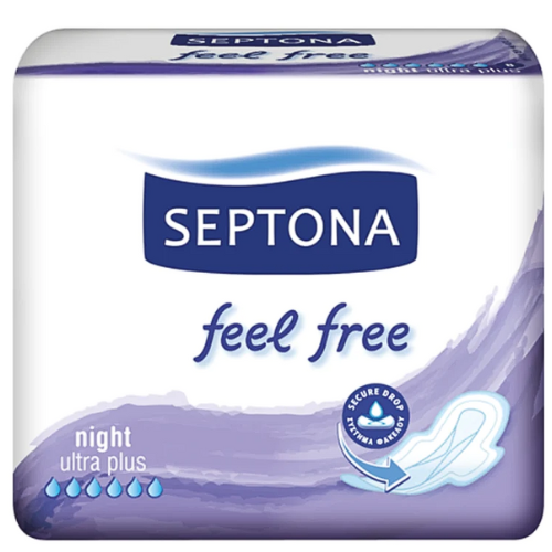 SEPTONA SANITARY NAPKINS WITH WINGS - NIGHT FEEL FREE.  #8 2311-0033