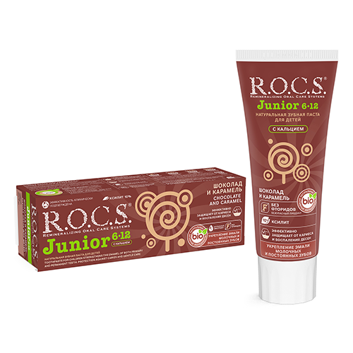 R.O.C.S. Toothpaste junior 6-12. Chocolate  Caramel. 74 gr. 4195