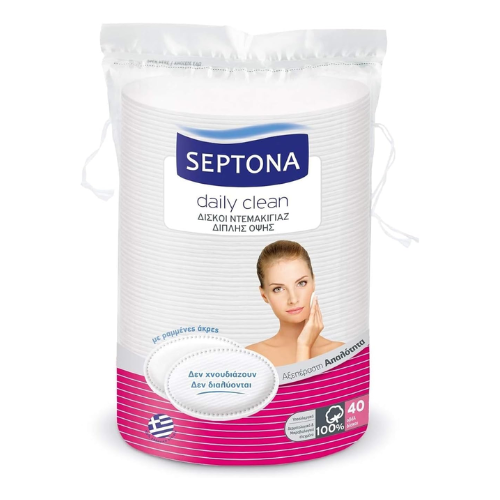 SEPTONA OVAL COTTON PADS. in drawstring printed plastic bag.  #40 422-3451