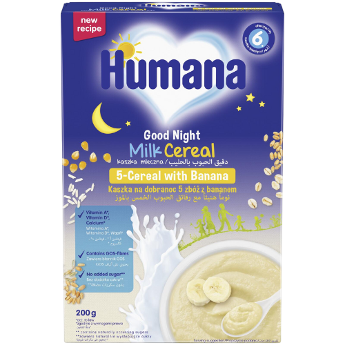 Humana - porridge milk 5 grains banana /6 months+/ 200g 775542