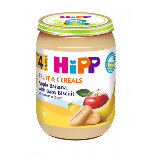 Hippie - apple and banana puree with biscuits 190g 4710-01
