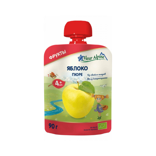 Fleur Alpine - Organic baby purees 'Apple' (pouch). 4 months. 90/6