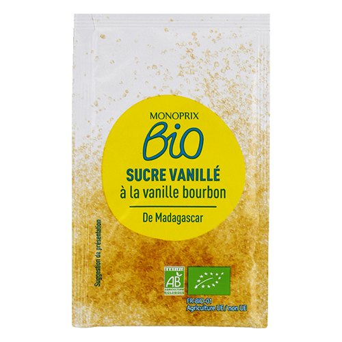 Monoprix Bio Vanilla sugar with Bourbon vanilla from Madagascar 5x7.5g.'